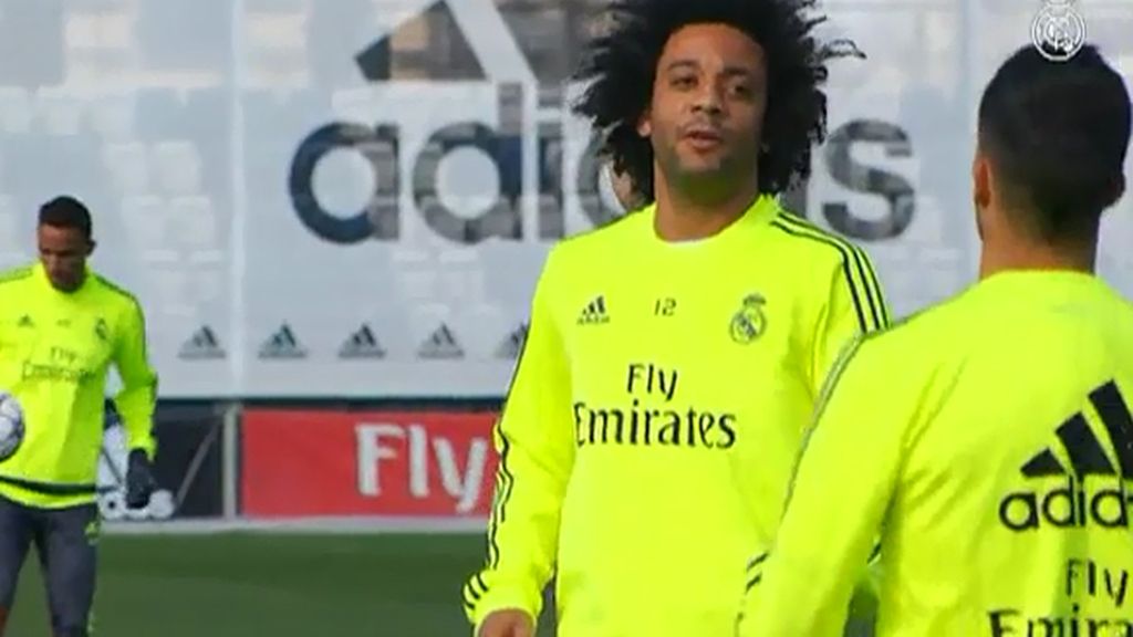 Marcelo vuelve a entrenarse con el grupo antes del choque frente a la Roma