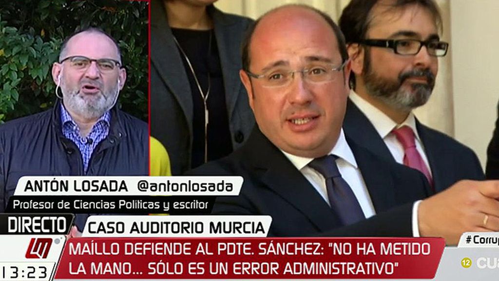 Antón Losada: “El presidente de Murcia tendría que estar en su casa por tirar a la basura seis millones de euros”