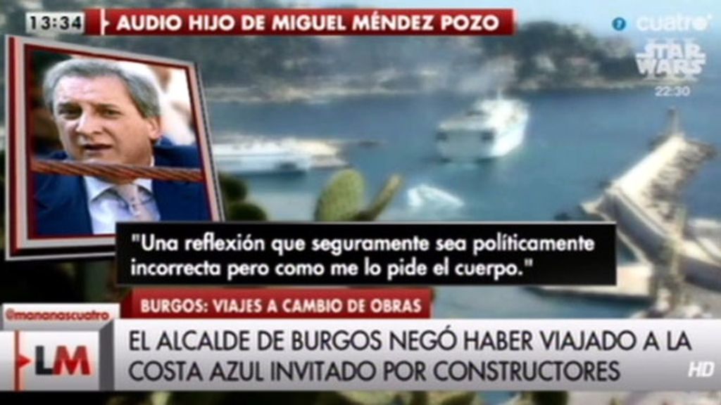 El Alcalde de Burgos sí viajó a la Costa Azul invitado por constructores aunque lo negara