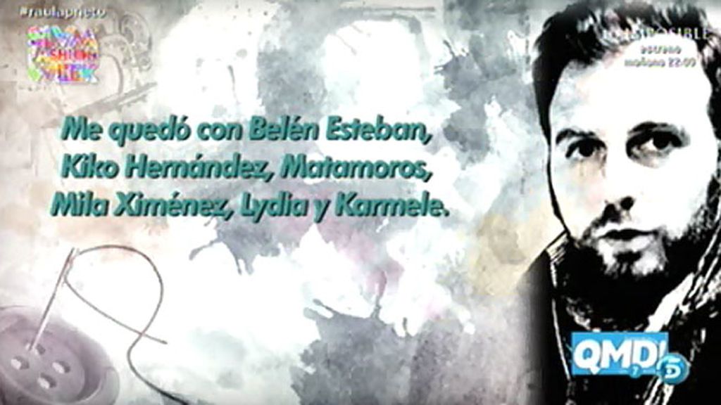 Raúl Prieto, en 'QMD!': "Me quedo con Belén, los Kikos, Mila, Lydia y Karmele"