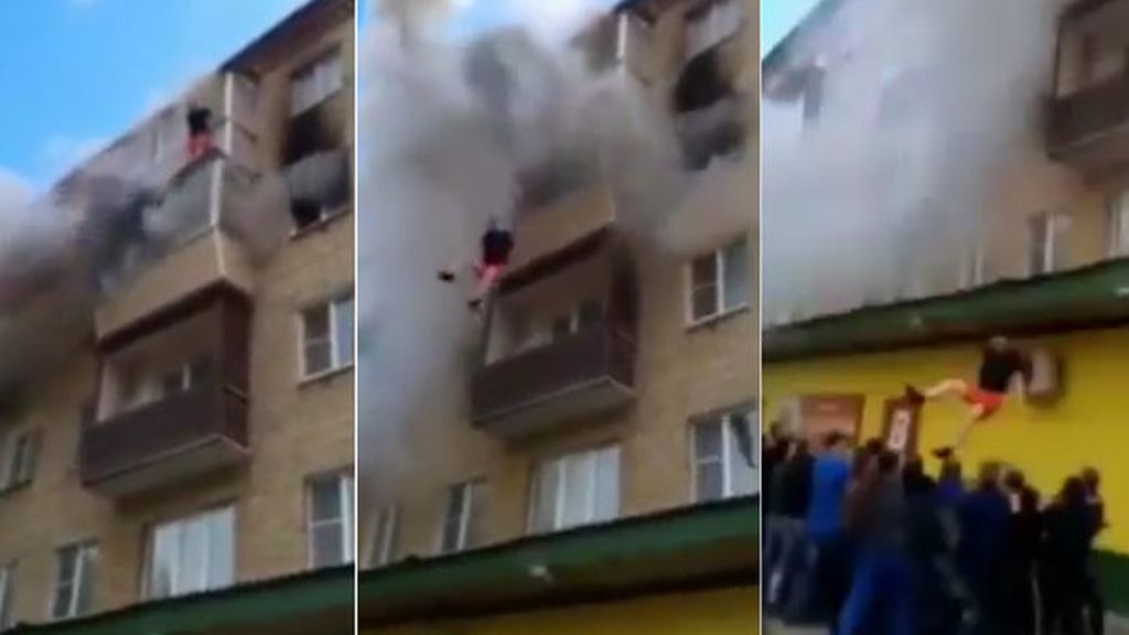 Una familia salta desde un quinto piso para salvar la vida gracias a los vecinos