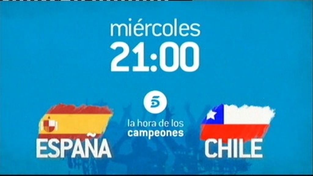 España se la juega ante Chile el miércoles a las 21.00 horas en Telecinco y mitele