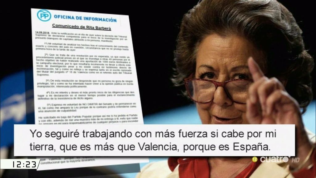Las cuatro razones de Rita Barberá para no dimitir del Senado