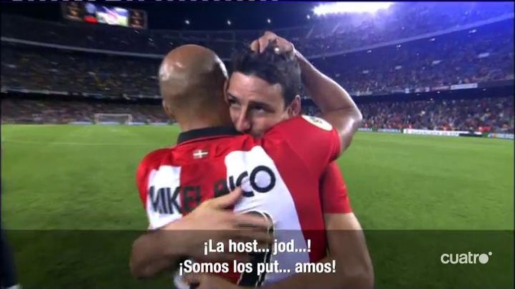El Abrazo entre Aduriz y Mikel Rico en el Camp Nou: "Somos los... amos"