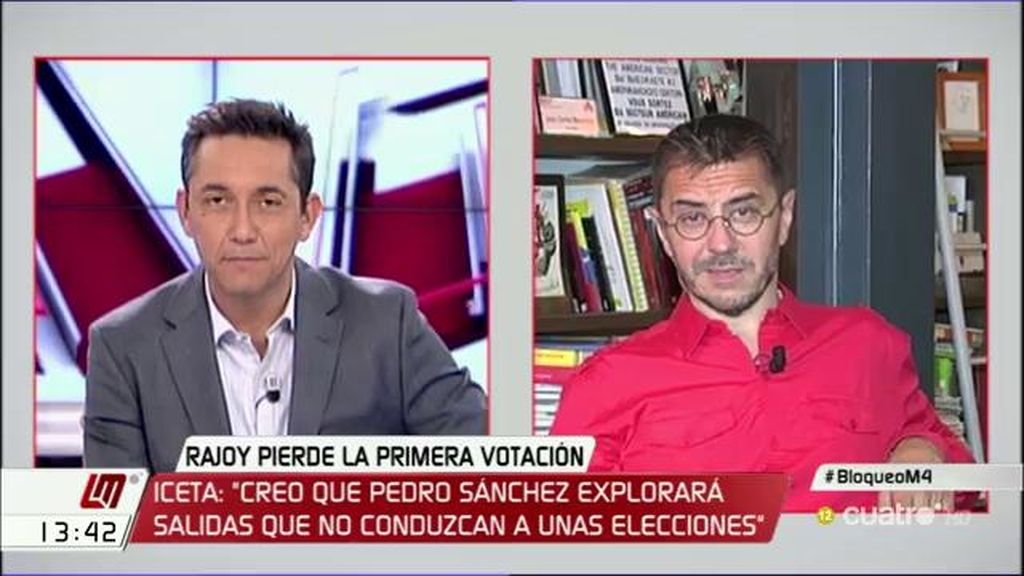 Monedero: "Si Rajoy, Rivera y Sánchez no estuvieran, hoy habría Gobierno"