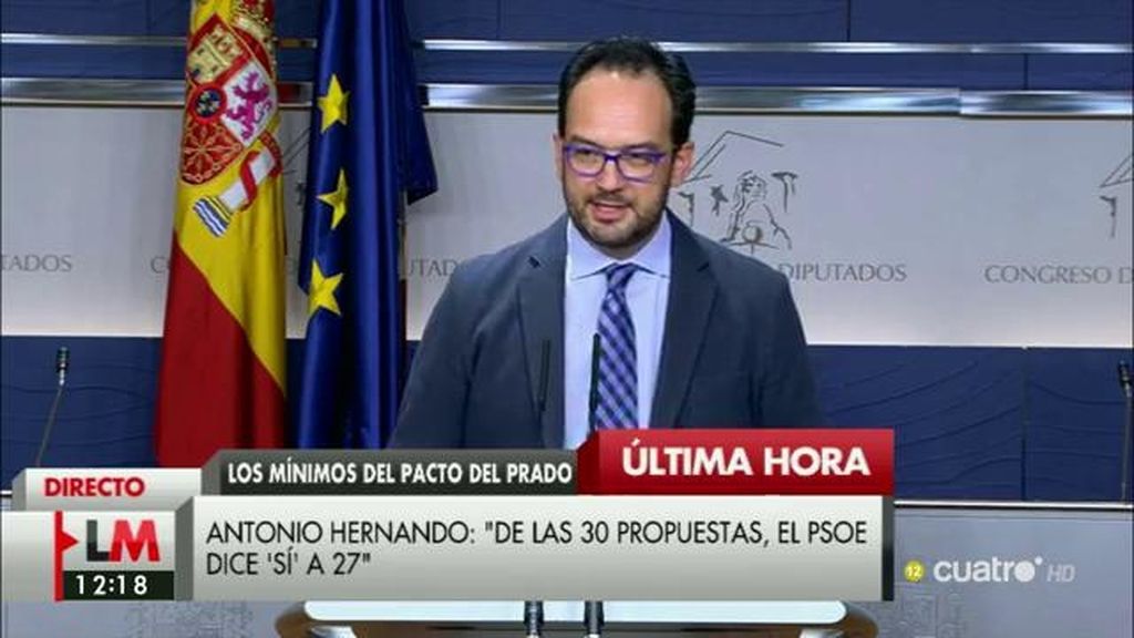 A. Hernando, sobre el acuerdo del Prado: “Creemos que todavía hay tiempo y que estamos obligados a intentarlo”