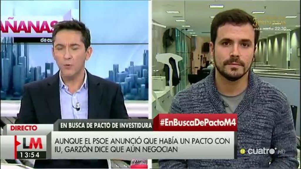 Alberto Garzón: "Es una buena noticia que Podemos vuelva a la mesa de negociación"