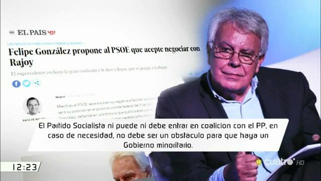 Felipe González, sobre el PSOE: "En caso de necesidad, no debe ser obstáculo para que haya un gobierno minoritario”