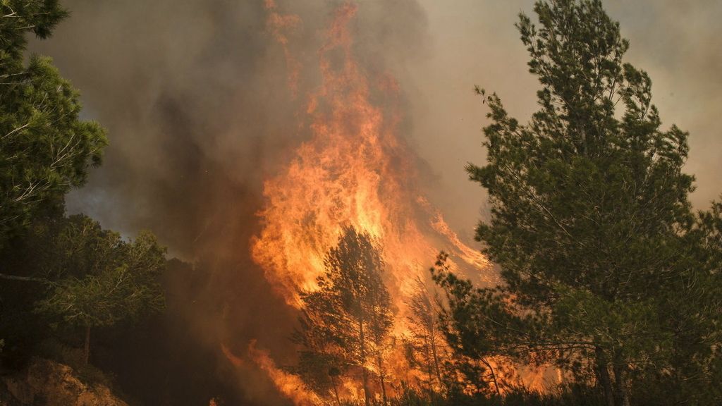 El viento dificulta la extinción de un incendio en el sur de Ibiza