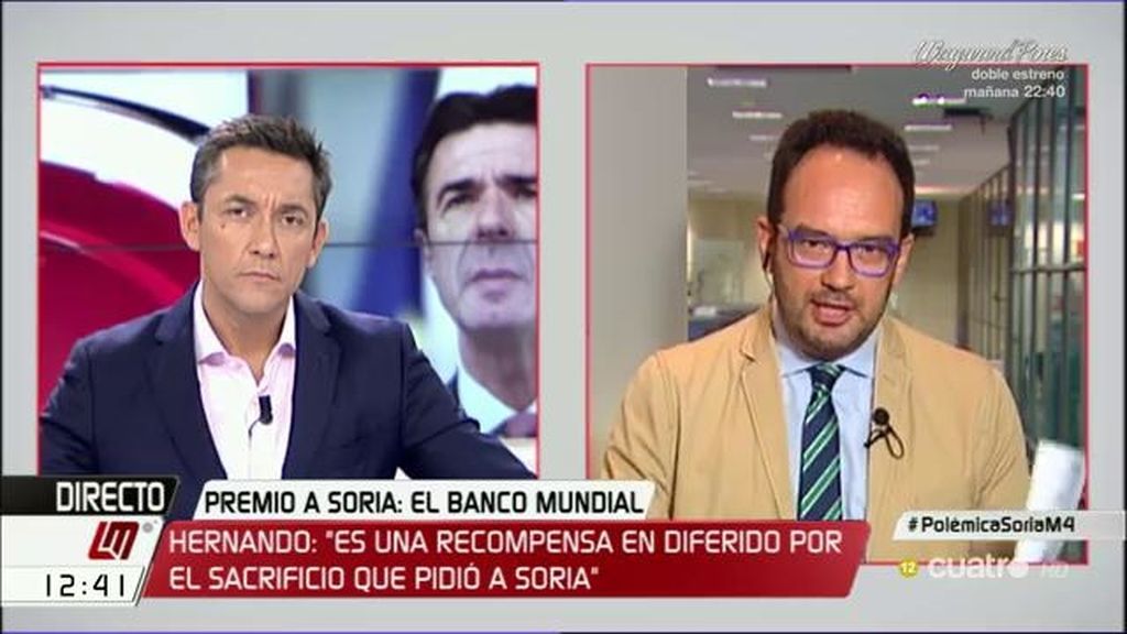 A. Hernando, sobre el nombamiento de Soria: "De Guindos y Rajoy mienten como bellacos"
