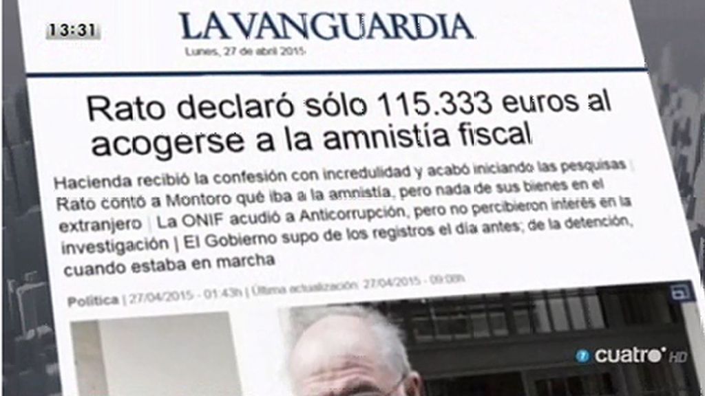 Rato se acogió a la amnistía fiscal declarando sólo 115.333 euros, según 'La Vanguardia'