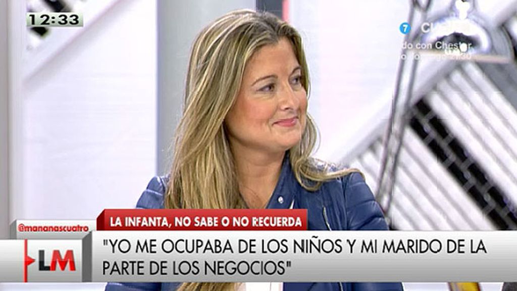 Virgina López Negrete, sobre la Infanta: "Es una declaración que en absoluto le beneficia"