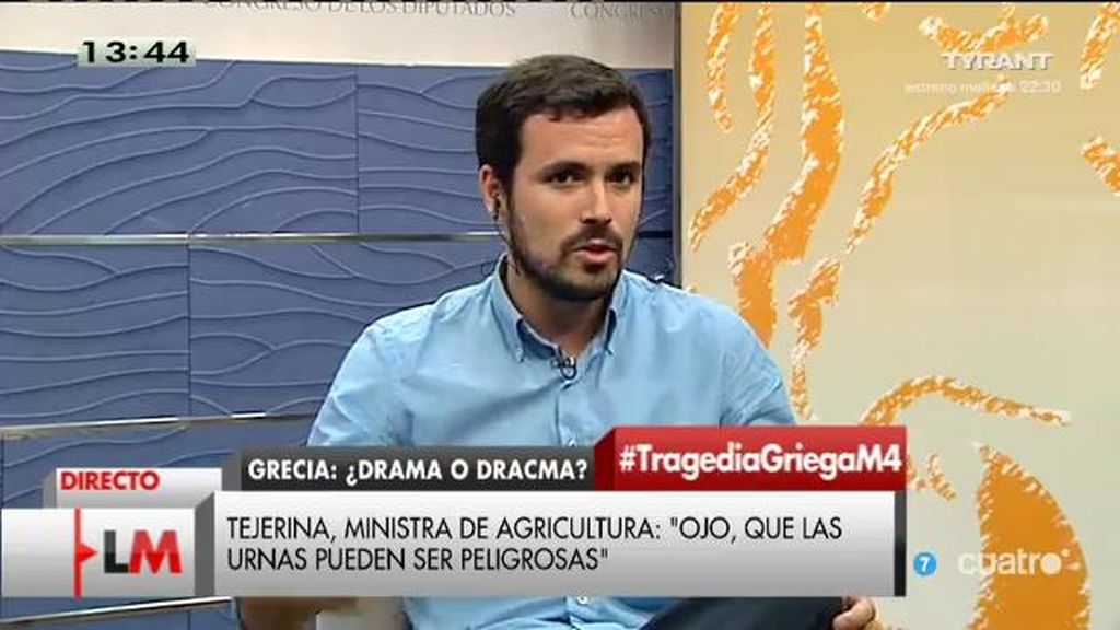 A. Garzón, de Grecia: “Cuando se pide decidir a la ciudadanía, un puñado de burócratas dicen que es peligroso”