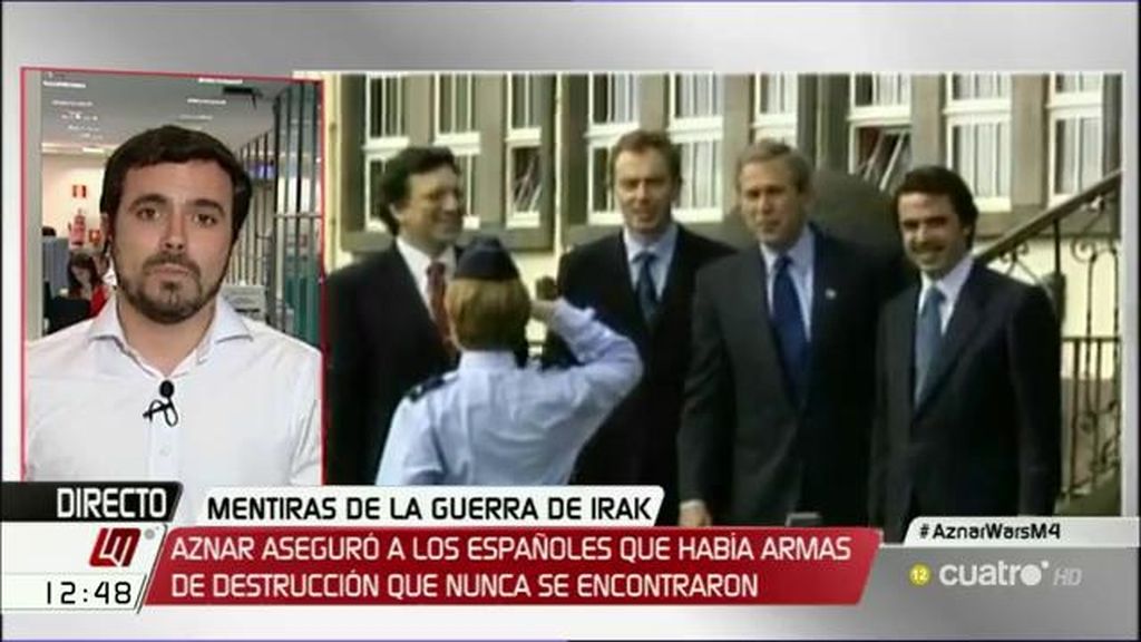 Alberto Garzón, de Aznar: “Es el responsable de llevar al país a una guerra por motivos económicos”