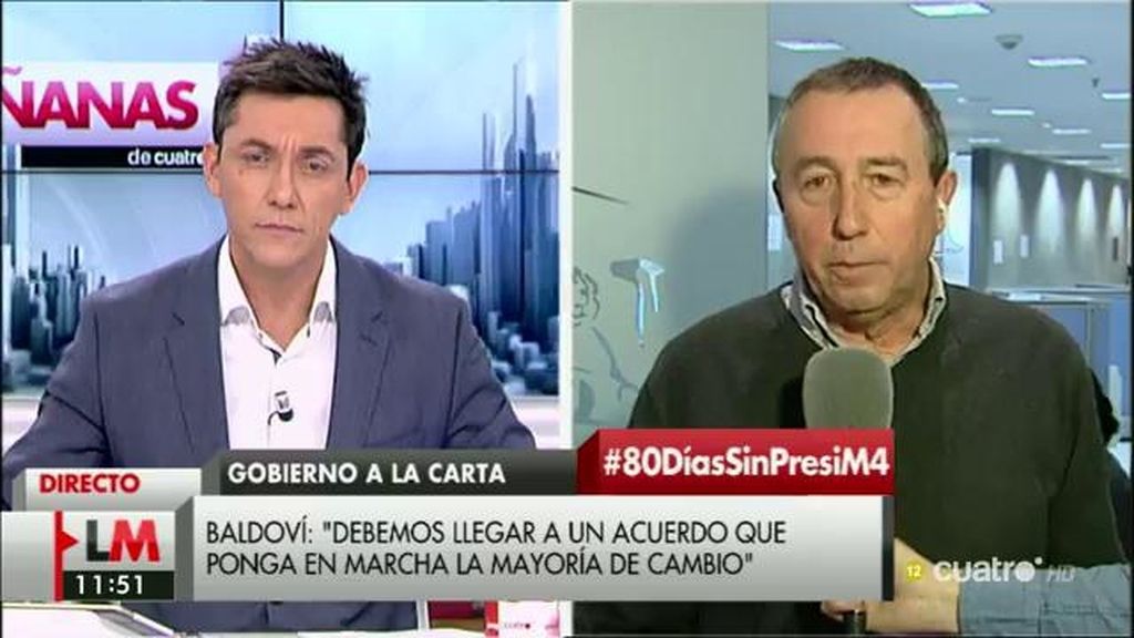 Joan Baldoví: “Le pido al PSOE que se deje de complejos, que no se ligue a Ciudadanos de forma definitiva"