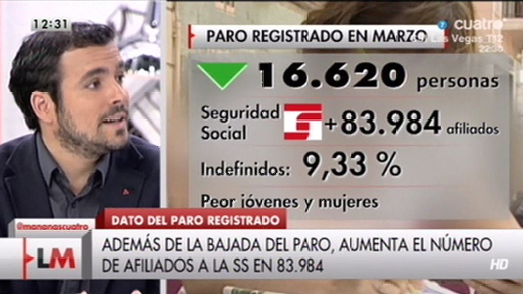 Alberto Garzón: "El Gobierno ha optado por crear un empleo basura"