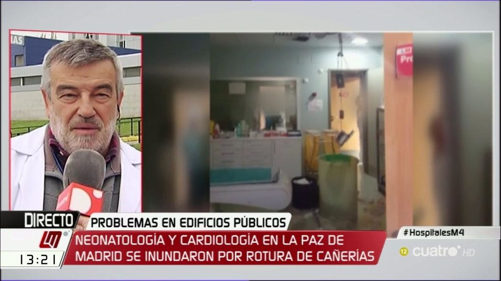 Luis Fdez. Pineda, tras el derrumbe del techo de una sala del Hospital Ramón y Cajal: “Es consecuencia de los recortes”