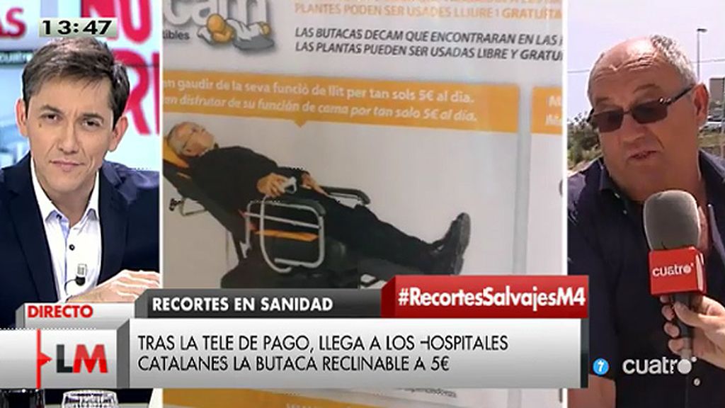 Ocho hospitales catalanes cobran cinco euros al acompañante para reclinar la butaca