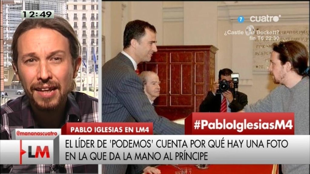 Pablo Iglesias explica la polémica foto de su saludo con el Príncipe y Blesa