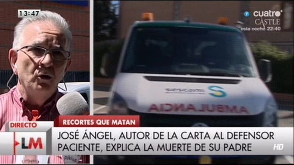 J. Ángel explica la muerte de su padre: "Estuvo en un pasillo durante seis horas"