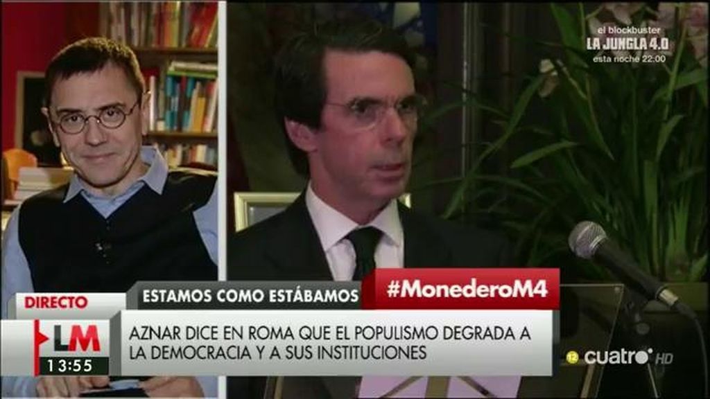 Monedero: “Aznar es el responsable del vaciamiento de nuestras instituciones”