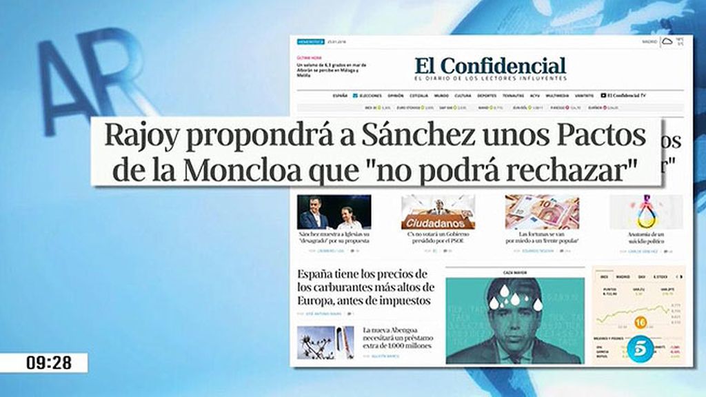 Rajoy habría ofrecido unos nuevos "pactos de La Moncloa" a Sánchez