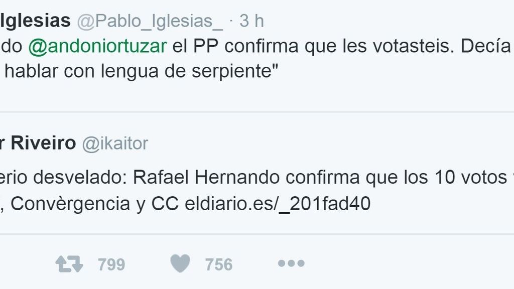 #HoyEnLaRed: Iglesias y Ortuzar se enzarzan en Twitter