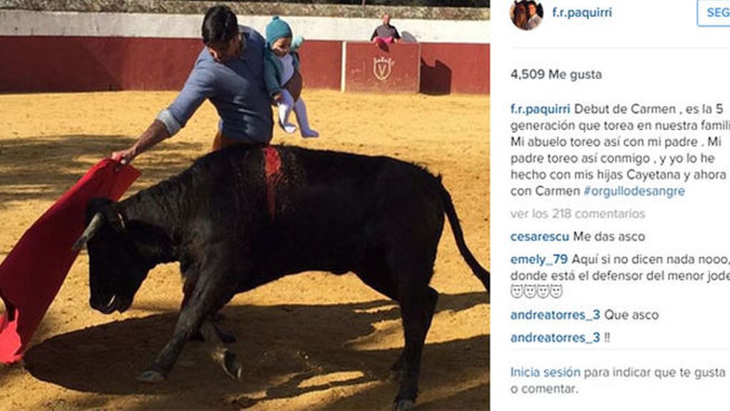 Francisco Rivera enciende las redes al torear con su hija de cuatro meses en brazos