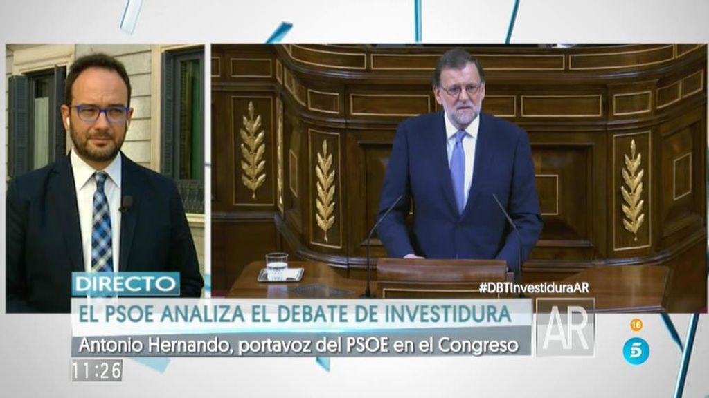 Antonio Hernando: "Mariano Rajoy busca desesperadamente las terceras elecciones"
