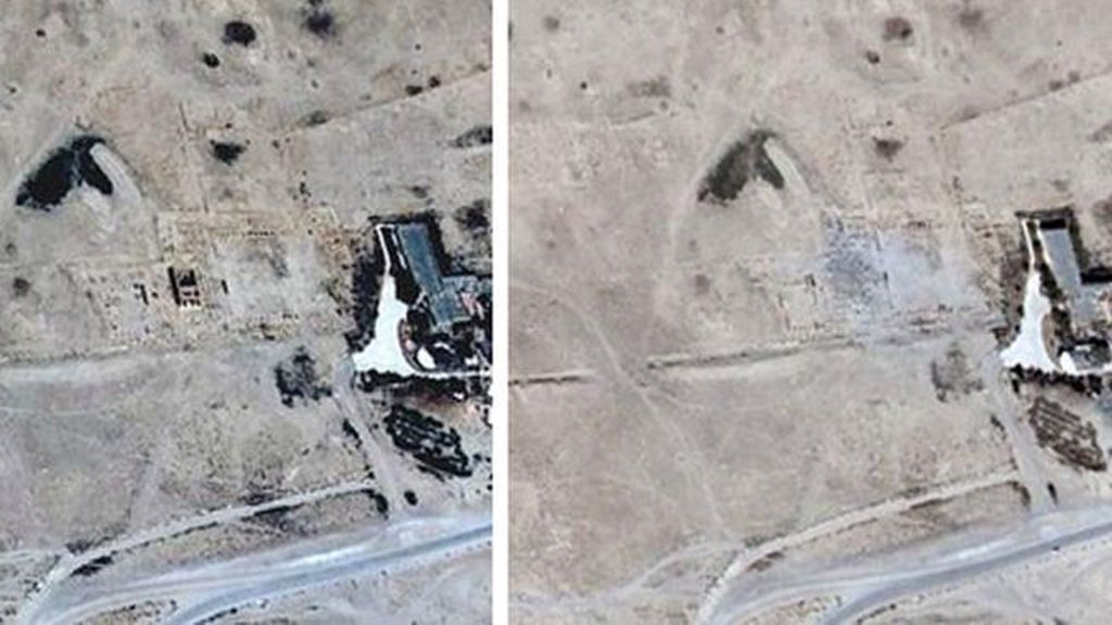 Un satélite muestra la destrucción del templo de Bel en Palmira