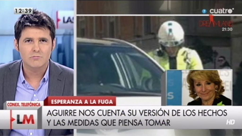 Esperanza Aguirre:"Que yo me di a la fuga mientras me ponían la multa es falso"