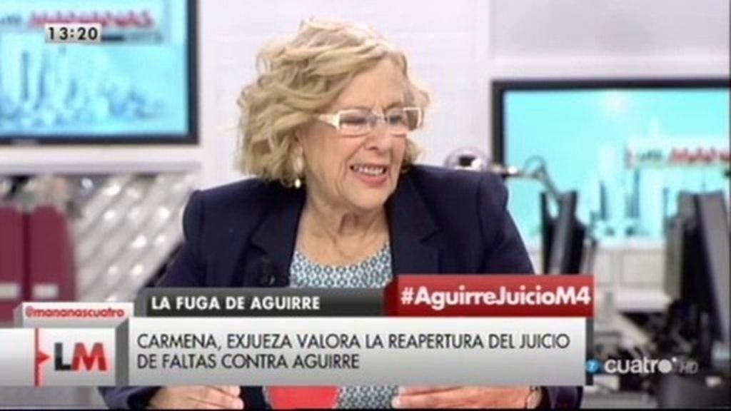 Manuela Carmena: "Es un gran atrevimiento que Aguirre se presente como candidata"