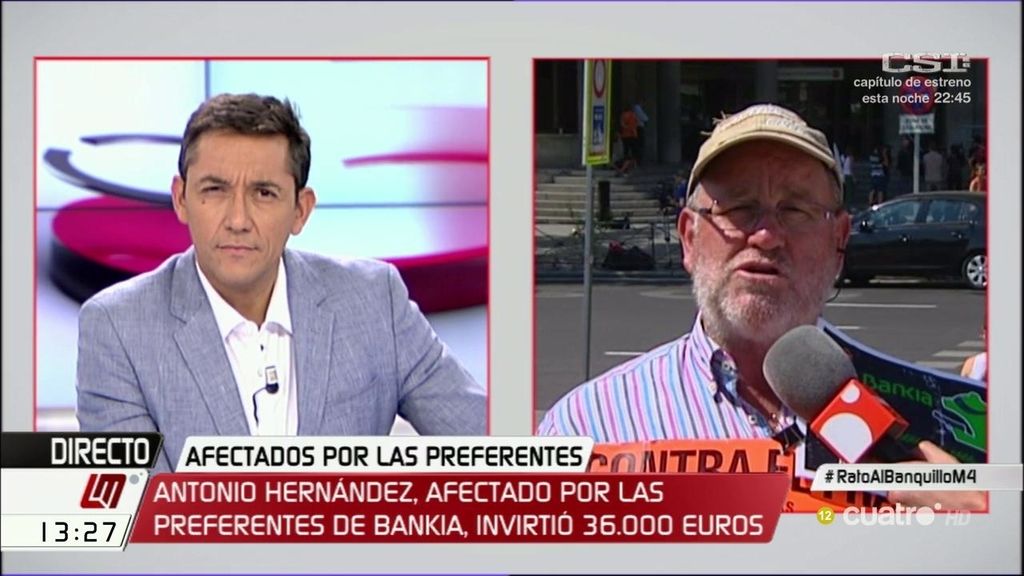Antonio Hernández, afectado por las preferentes de Bankia: "Estas gaviotas harían menos daño enjauladas"