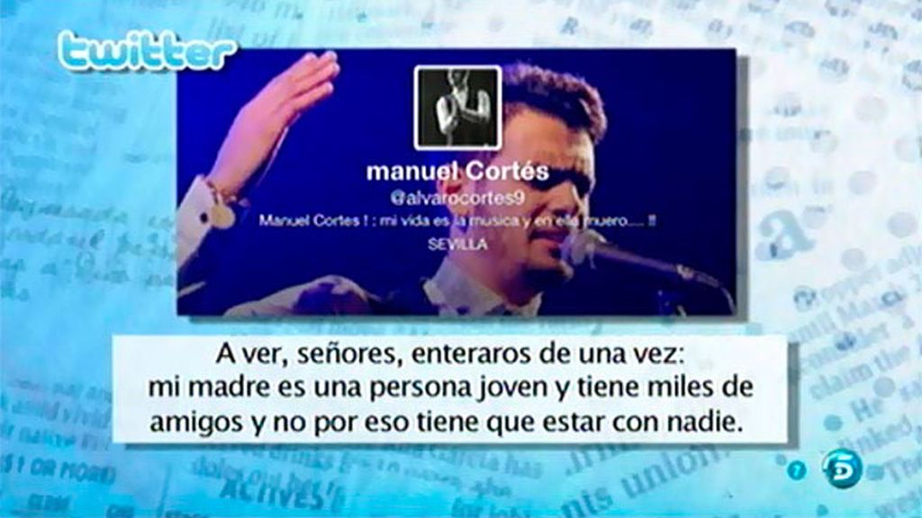 Manuel Cortés: "Mi madre es una persona joven y tiene miles de amigos"