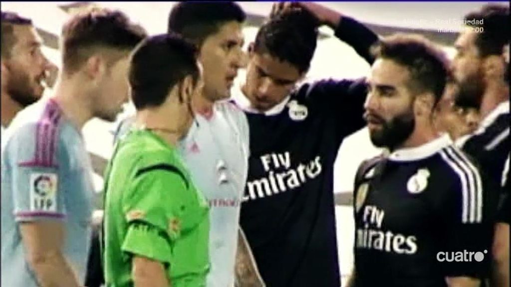 Marcelo le recuerda a Carvajal que fuerce la tarjeta y el lateral se pone a protestar