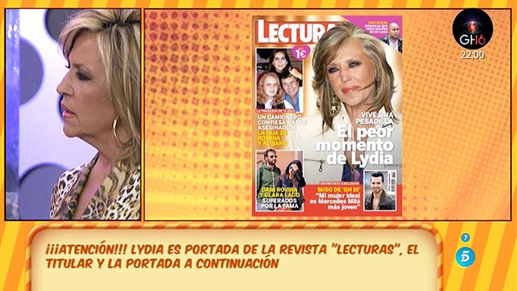 "El peor momento de Lydia", en la portada de la revista 'Lecturas'