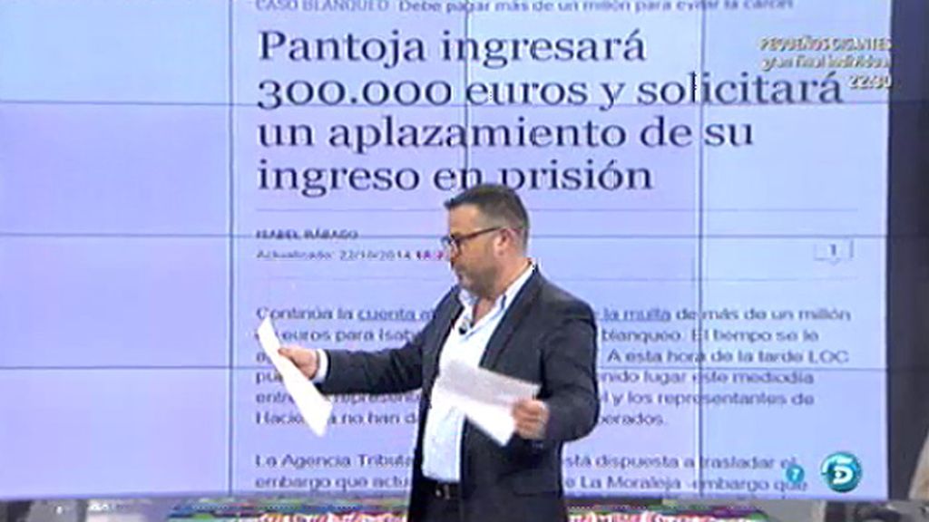 I. Rábago: "Pantoja ingresará 300.000€ y solicitará un aplazamiento"