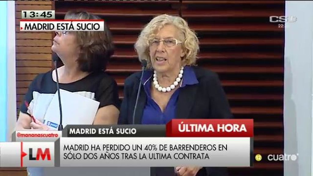 Carmena anuncia la anulación del ERE de los trabajadores de limpieza en Madrid