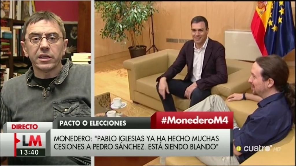 Monedero, tras la reunión de Sánchez e Iglesias: “Pablo está siendo un poco blando”