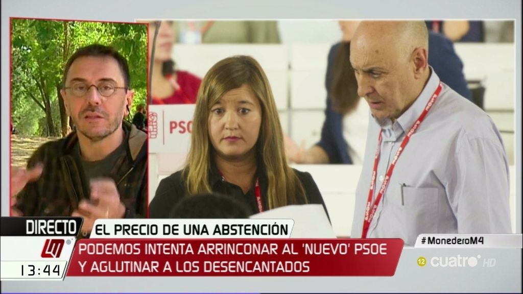 Monedero: "No se puede estar a favor de la abstención y en contra de Rajoy"
