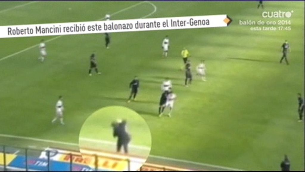 ¡Mancini se queda KO tras recibir un balonazo en la cara durante el Inter-Génova!