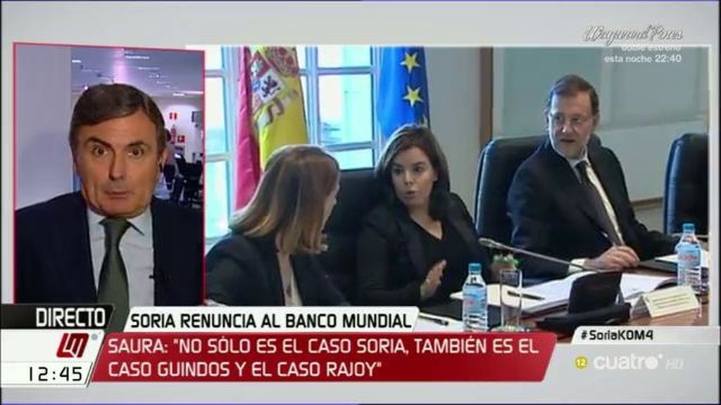 Saura: "No es sólo el caso Soria, también es el caso De Guindos y el caso Rajoy"