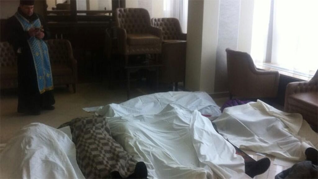 El hotel de la prensa internacional en Kiev convertido en morgue