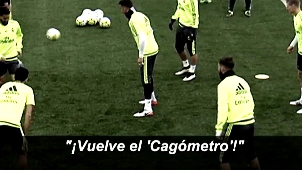 Ramos, en el entrenamiento del Madrid: "¡Vuelve el 'Cagómetro'!"