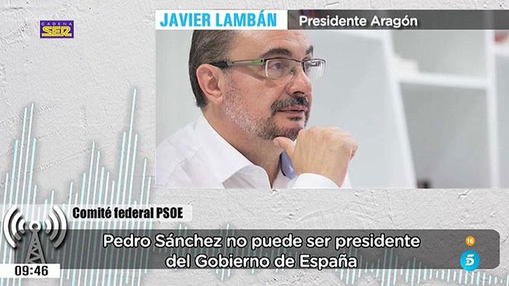 Javier Lambán: "Pedro Sánchez no puede ser presidente con los independentistas"