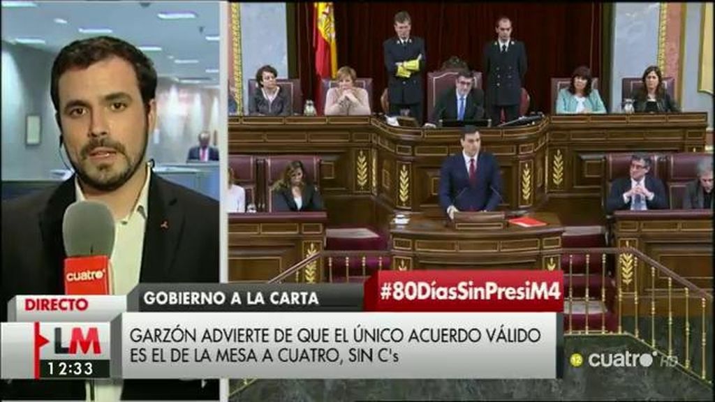 Garzón: "Nos parecería buena noticia que PSOE y Podemos compartieran un gobierno que nosotros apoyáramos desde fuera"