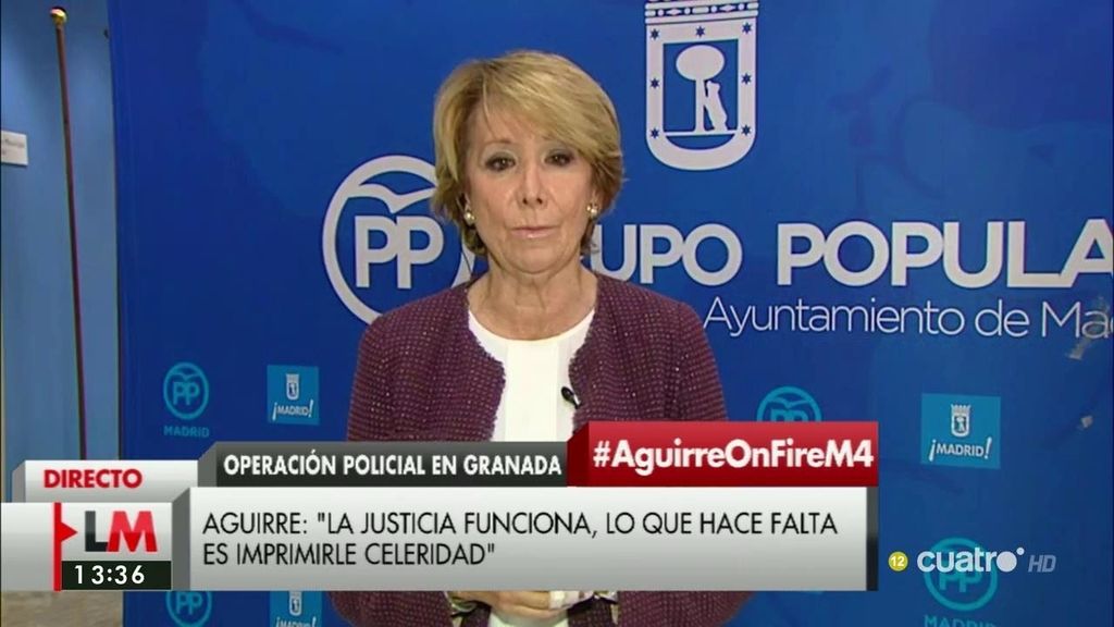 Aguirre: “Hay un caso PP, uno de los Pujol, de los ERE… La justicia funciona y lo que hace falta es imprimirle celeridad”