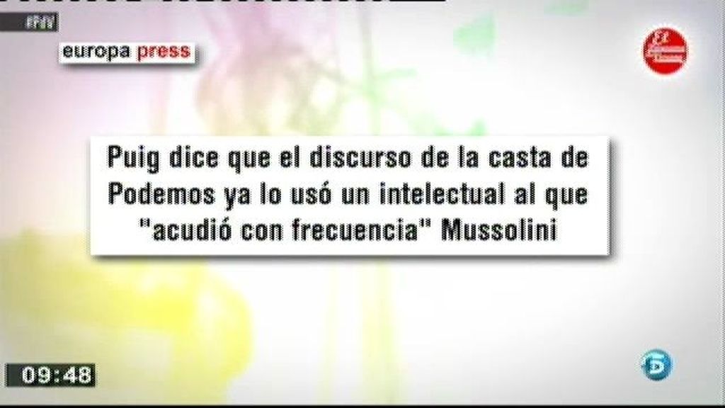 Puig dice que el discurso de la casta lo utilizaba un intelectual cercano a Mussolini