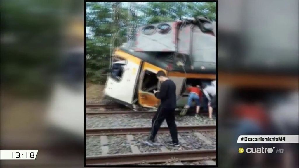 Primeras imágenes del accidente por el descarrilamiento de un tren en O Porriño