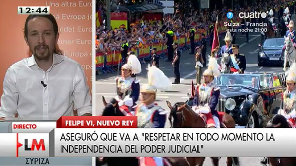 Pablo Iglesias: "Es triste la imagen en la que el Gobierno convierte a la policía en guardaespaldas de los inviolables"